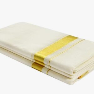 Cotton Men's Kasavu Kerala Double Mundu